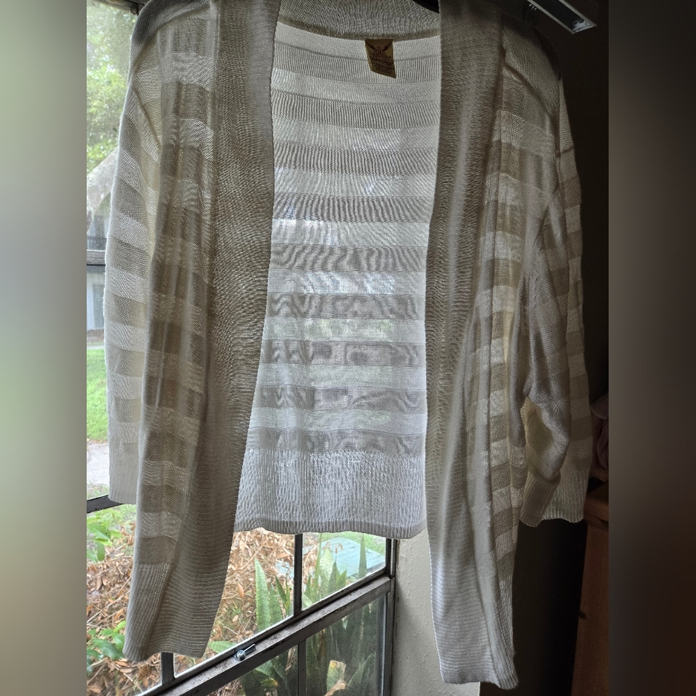 White, Lightweight, Open Front Cardigan